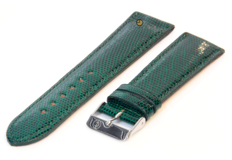 Horlogeband 22mm echt hagedissenleer groen