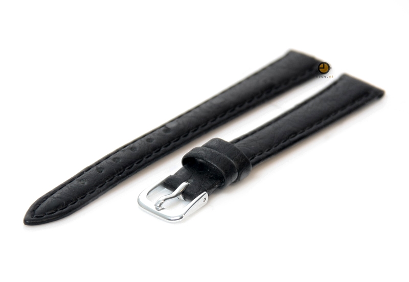 Horlogeband 12mm zwart leer
