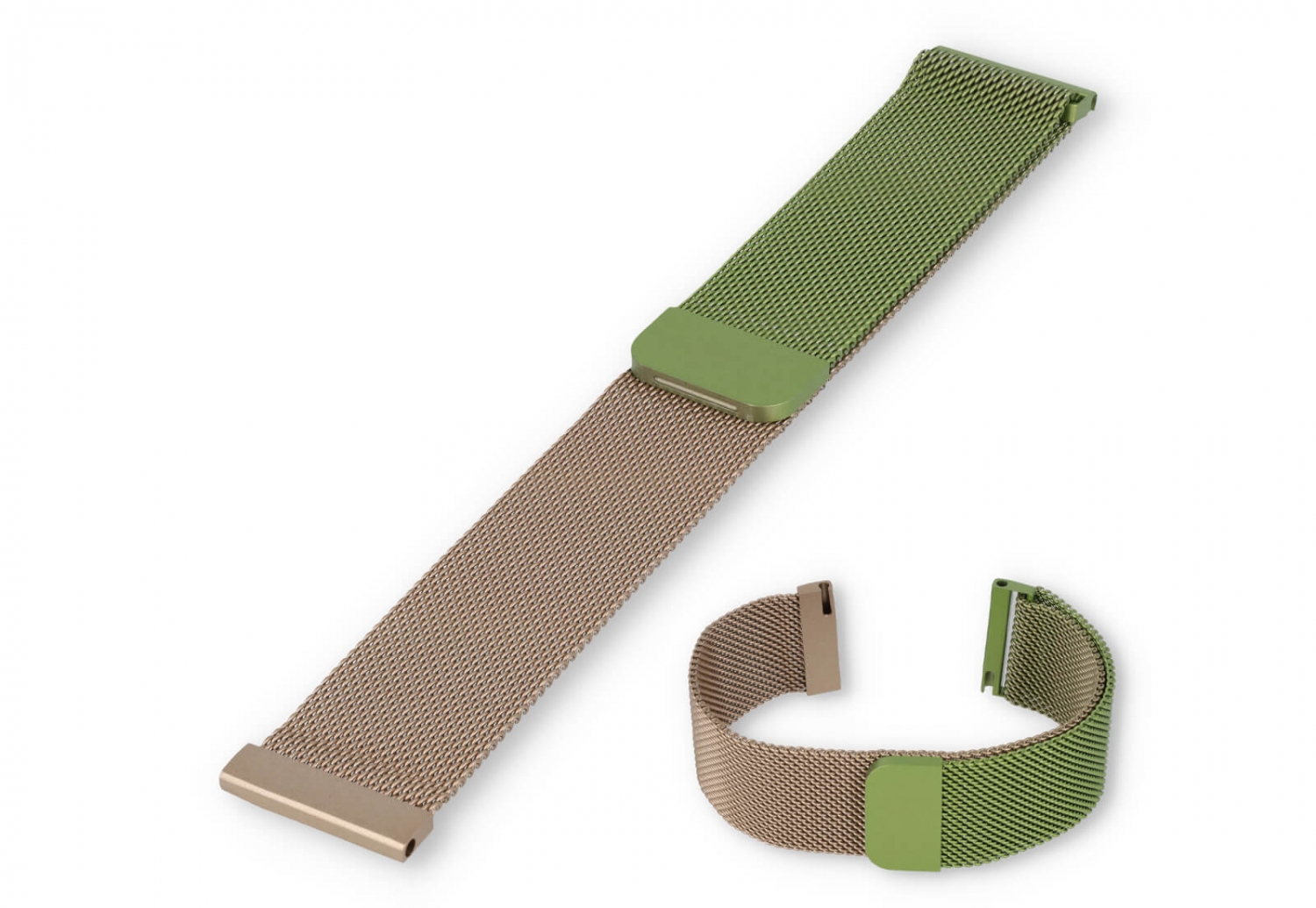 Milanese 20mm horlogeband - groen/champagne