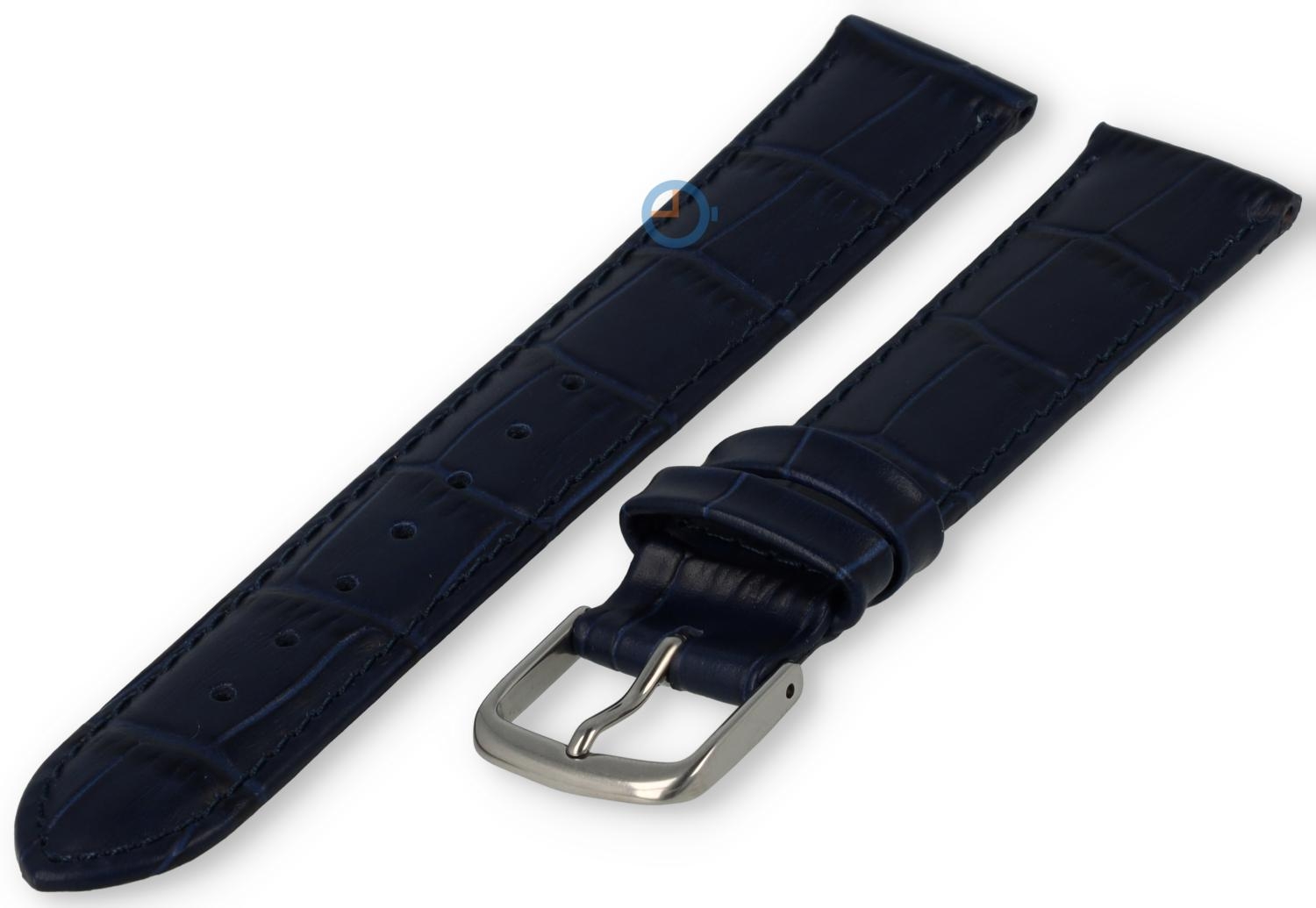 Horlogebandje 15mm - croco leer - marineblauw