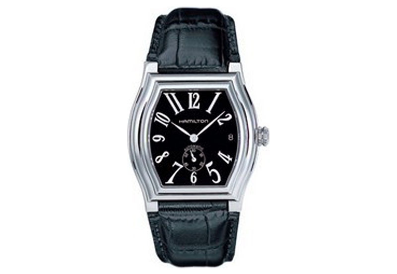 Hamilton horlogeband H27415733 - zwart leer