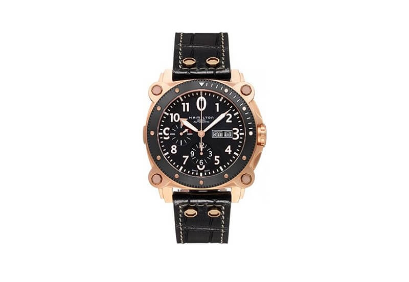 Hamilton horlogeband H78646733 - zwart leer
