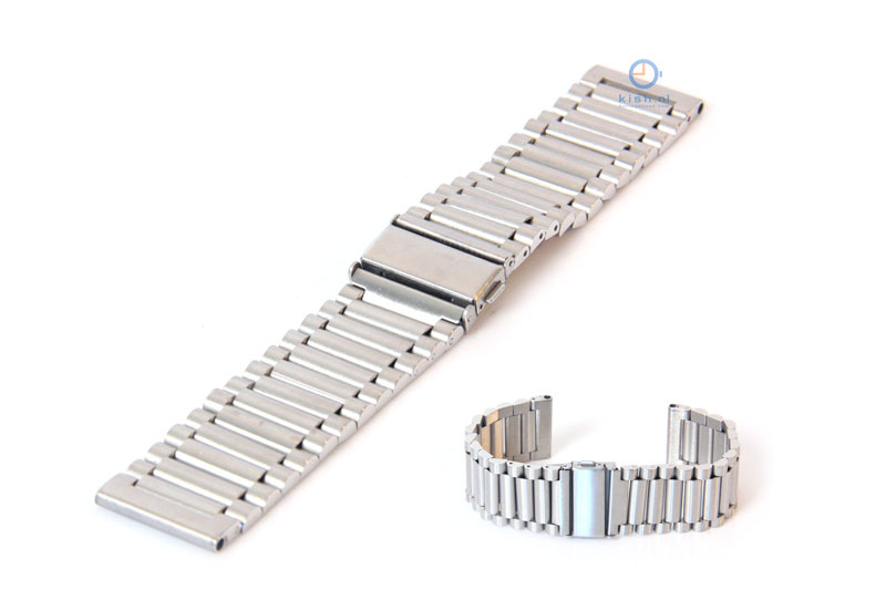 Horlogeband 22mm staal mat zilver