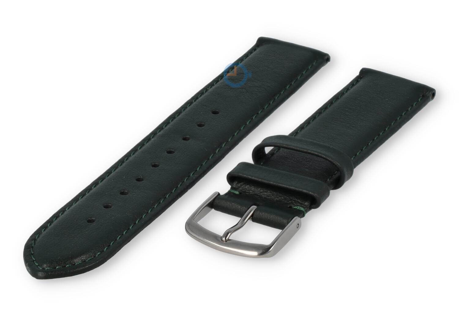 20mm horlogeband glad leer - donkergroen