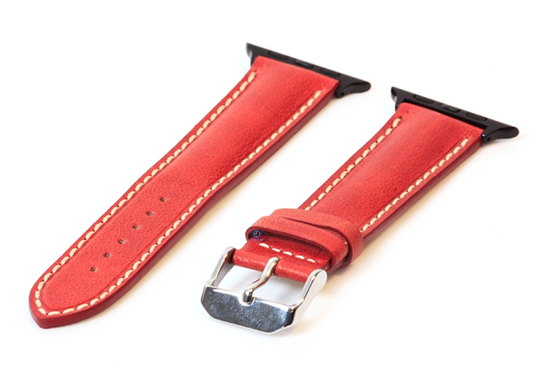 Apple Watch bandje leer steenrood - 44/45/46/49mm