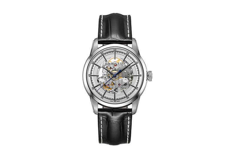 Hamilton horlogeband H40655751 - zwart leer