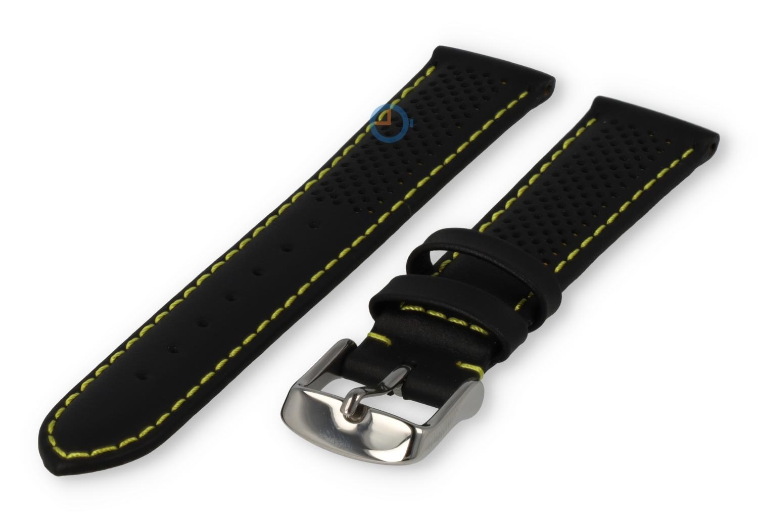 18mm hybrid bandje - zwart met geel