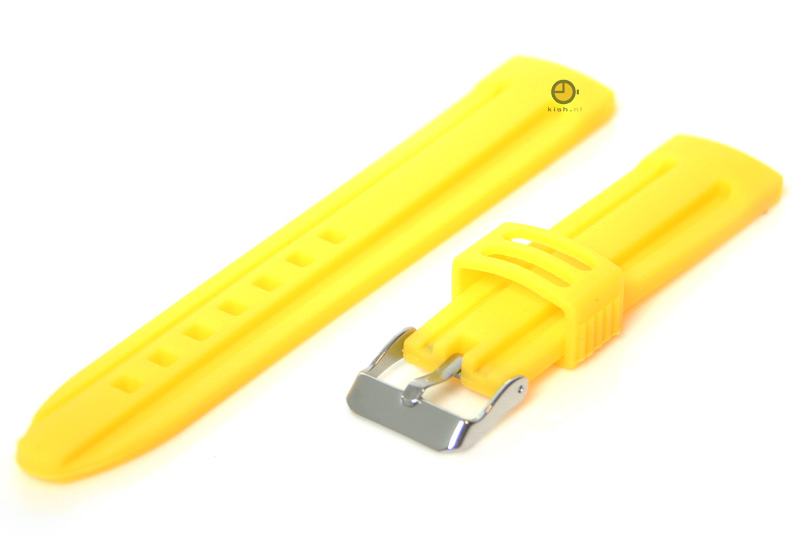Horlogeband 20mm geel siliconen