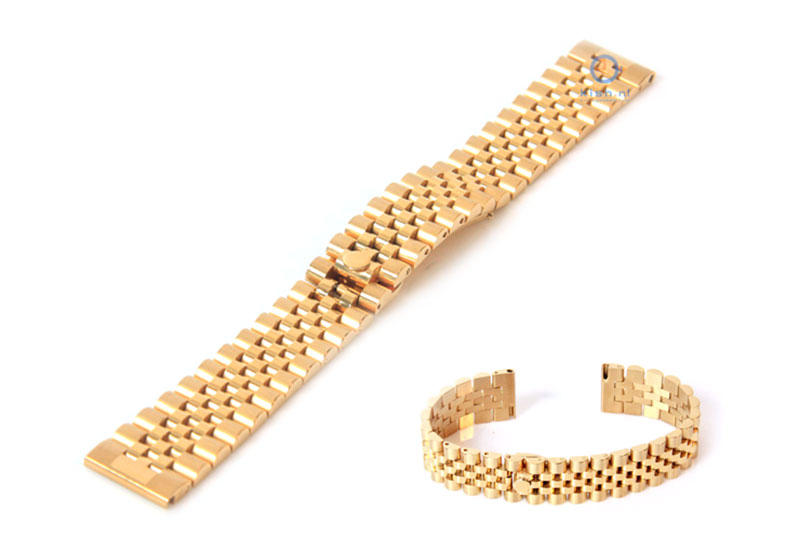 Horlogeband 20mm staal goud - deels gepolijst