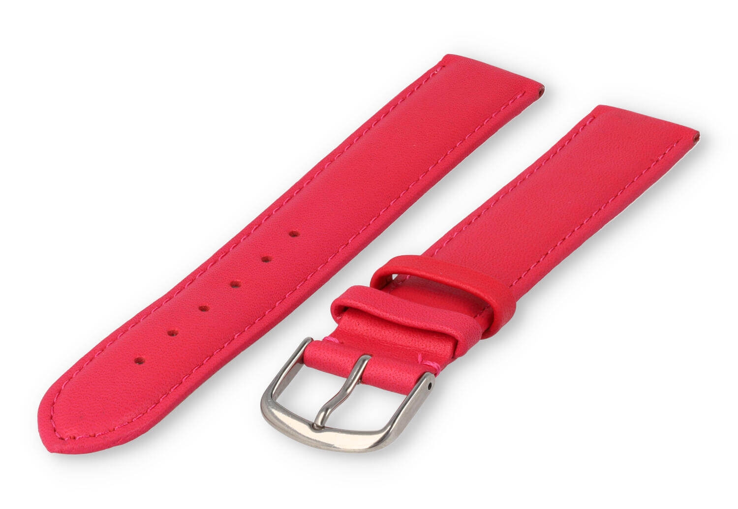 XL horlogeband glad leer - 18mm - roze
