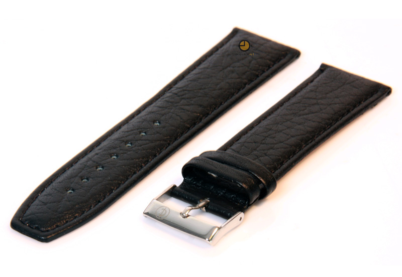 Horlogeband 24mm zwart buffelleer extra lang