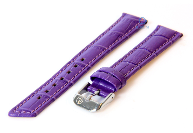 Horlogeband 18mm paars leer croco
