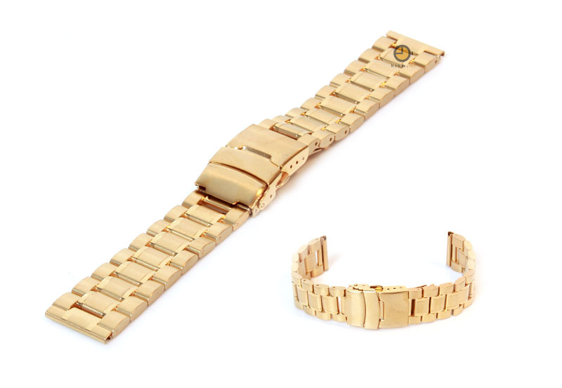 Horlogeband 20mm goud staal mat/glans