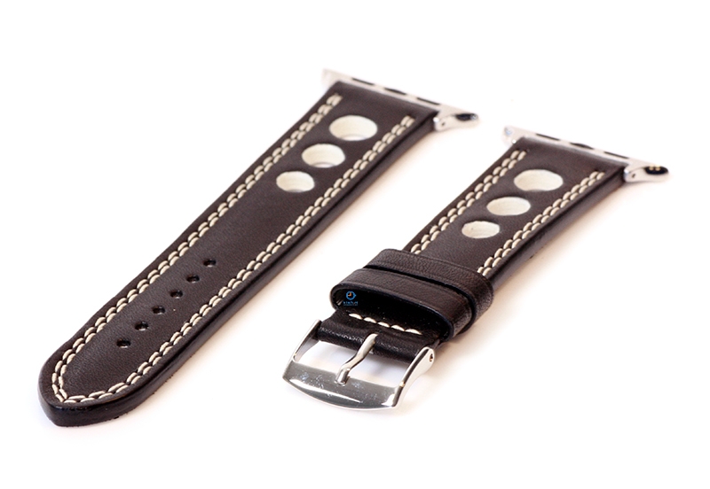 Apple Watch bandje racing zwart met wit stiksel - 44/45/46/49mm
