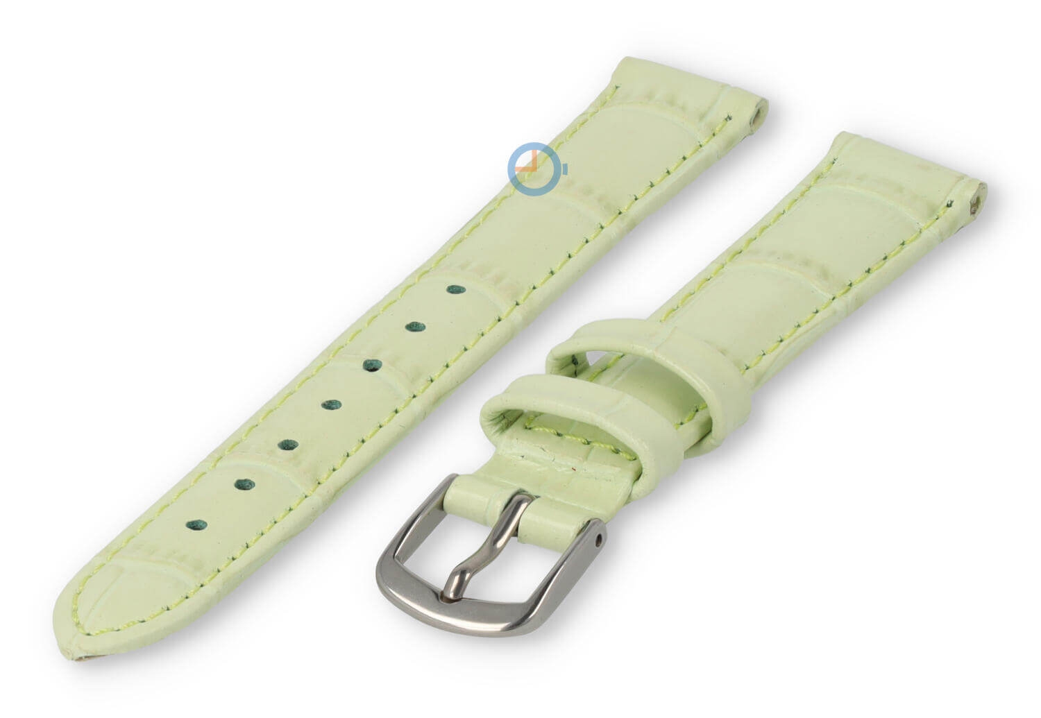 Leren bandje met krokoprint - 12mm - pastelgroen