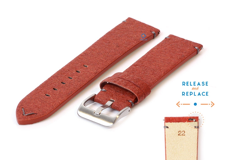 Vegan horlogeband 22mm bruin