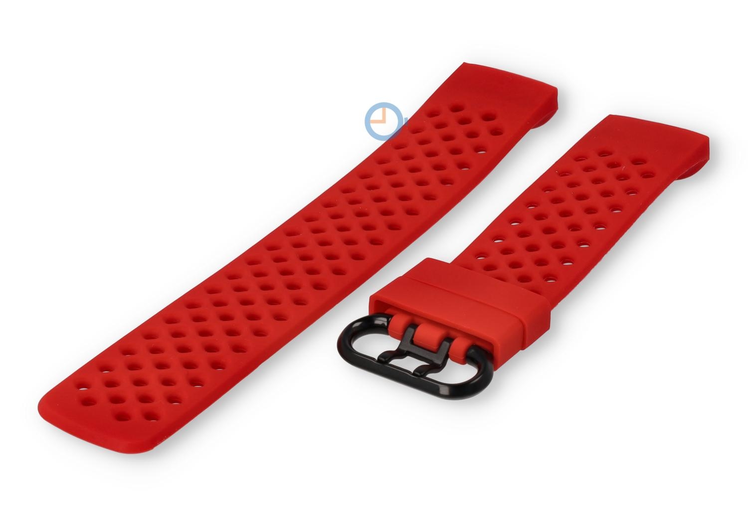 Fitbit Charge 3 perforated horlogeband rood - Maat: L