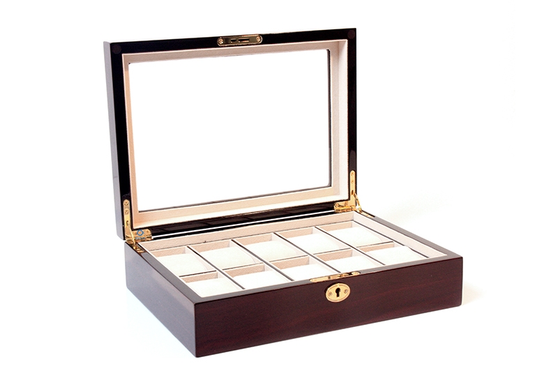 Horlogekist voor 10 horloges - Dark cherry