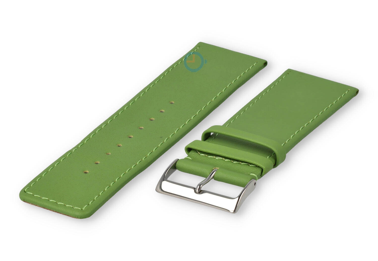 30mm horlogeband glad leer - appelgroen