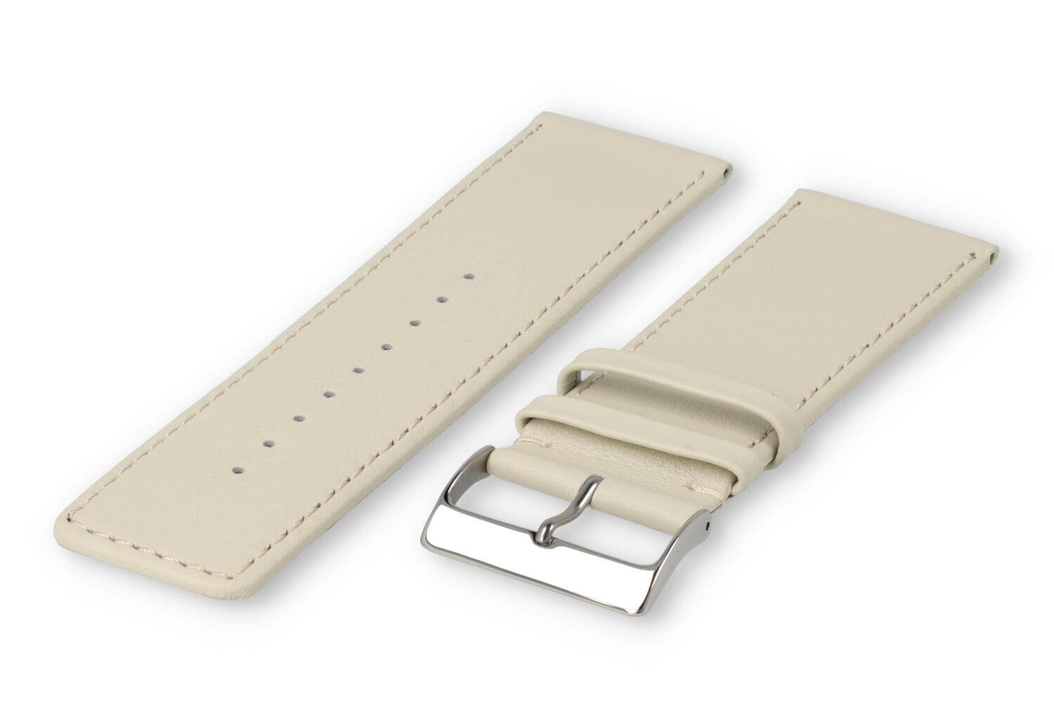 XL horlogeband glad leer - 30mm - creme