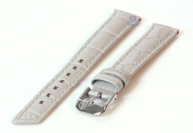 Horlogeband 16mm lichtgrijs leer croco