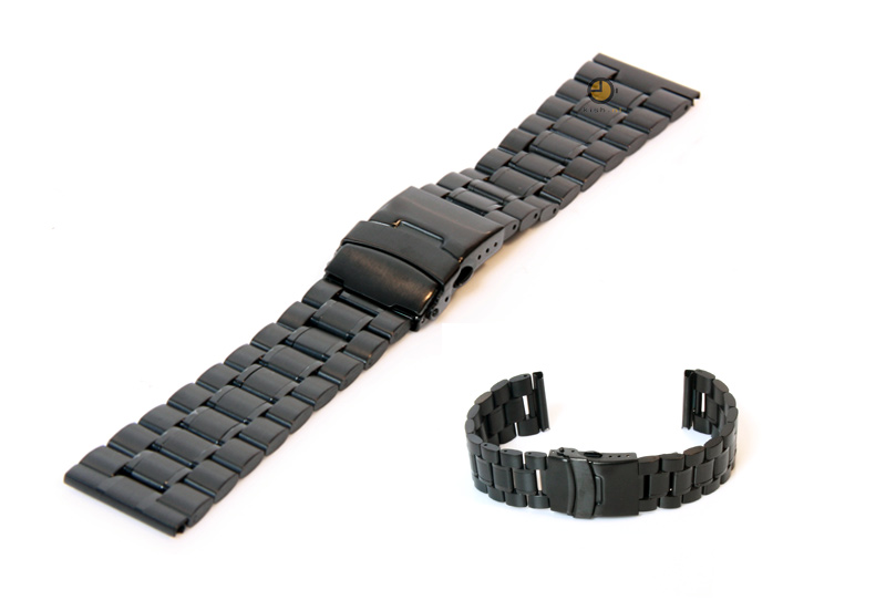 Horlogeband 24mm zwart staal mat/glans