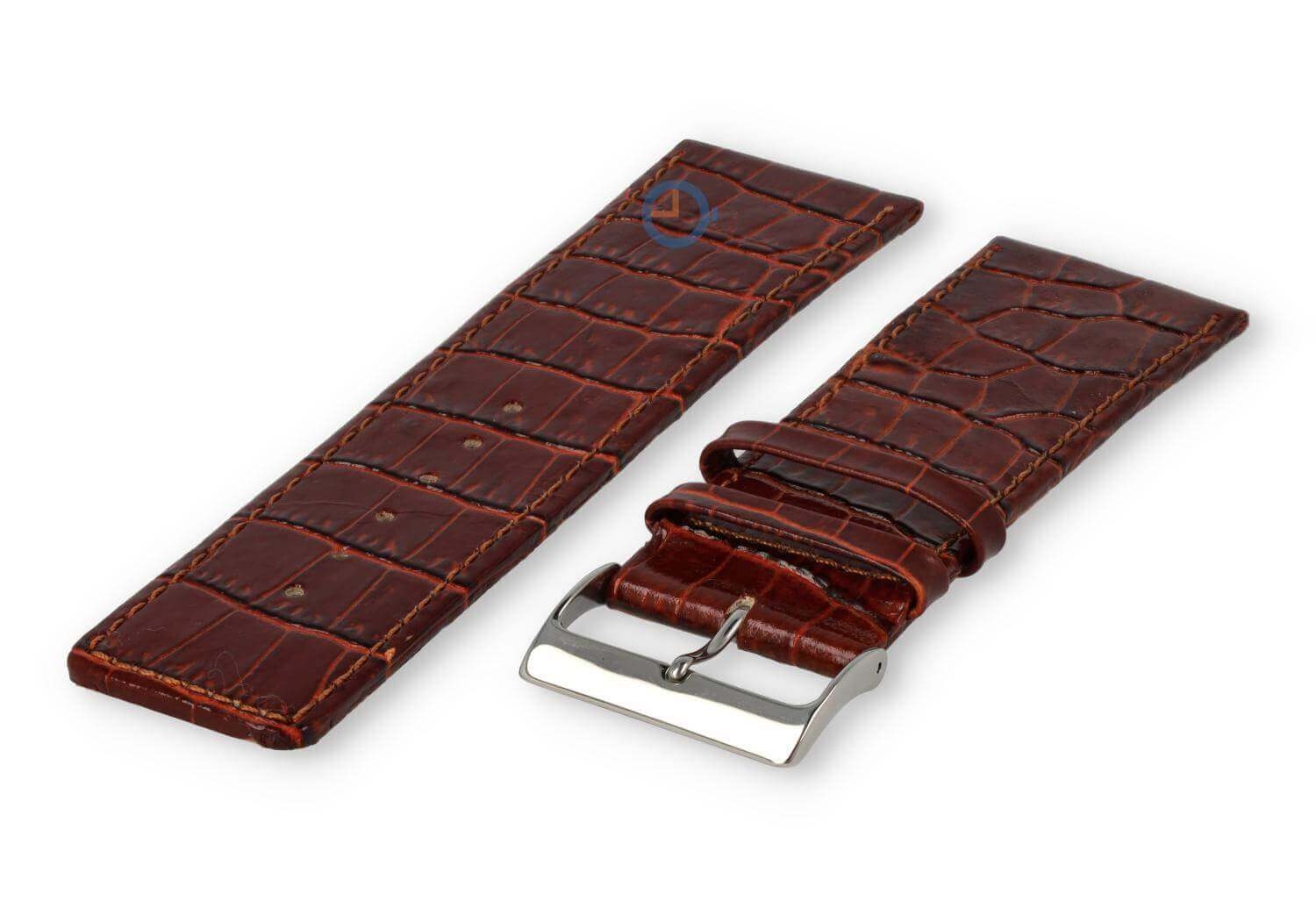 Luxe croco horlogeband - 30mm - roestbruin