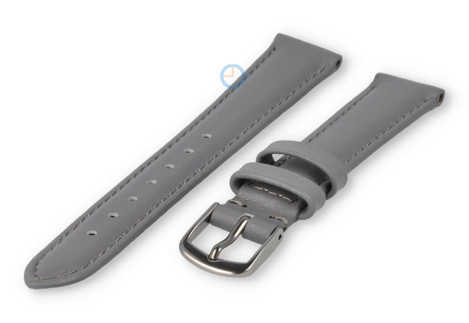 12mm horlogeband glad leer - lichtgrijs