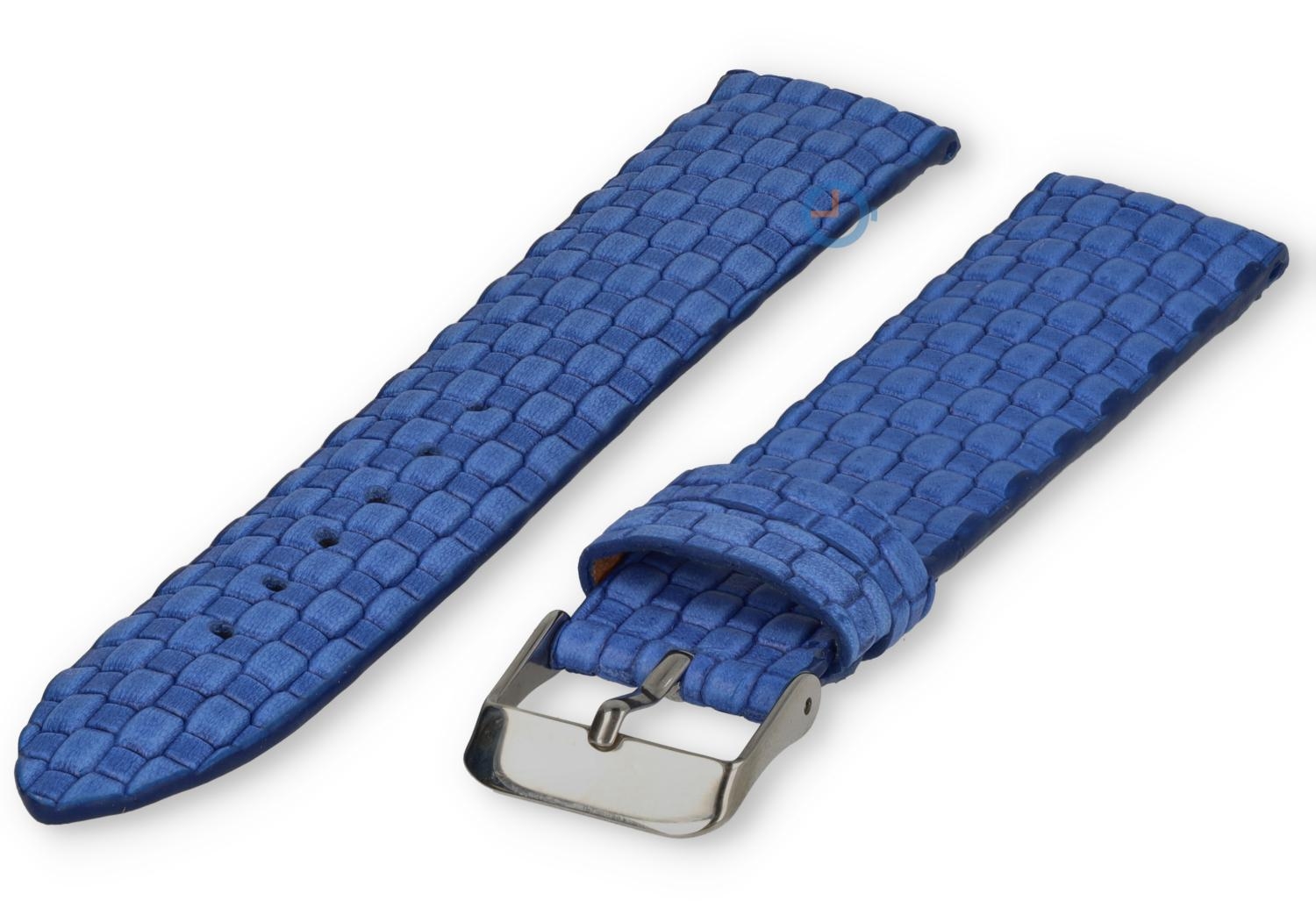 Geweven leren horlogeband - 22mm - blauw