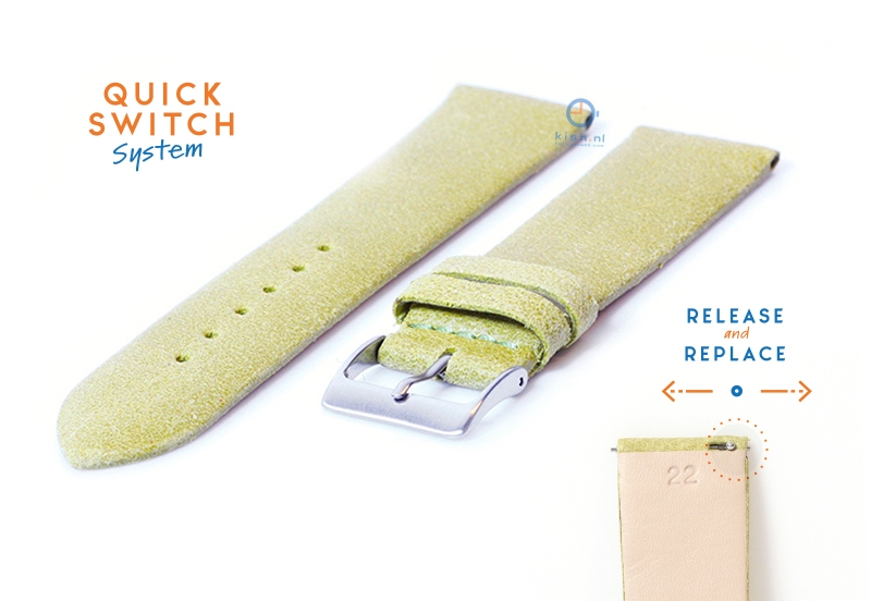 Horlogeband 22mm vintage groen leer