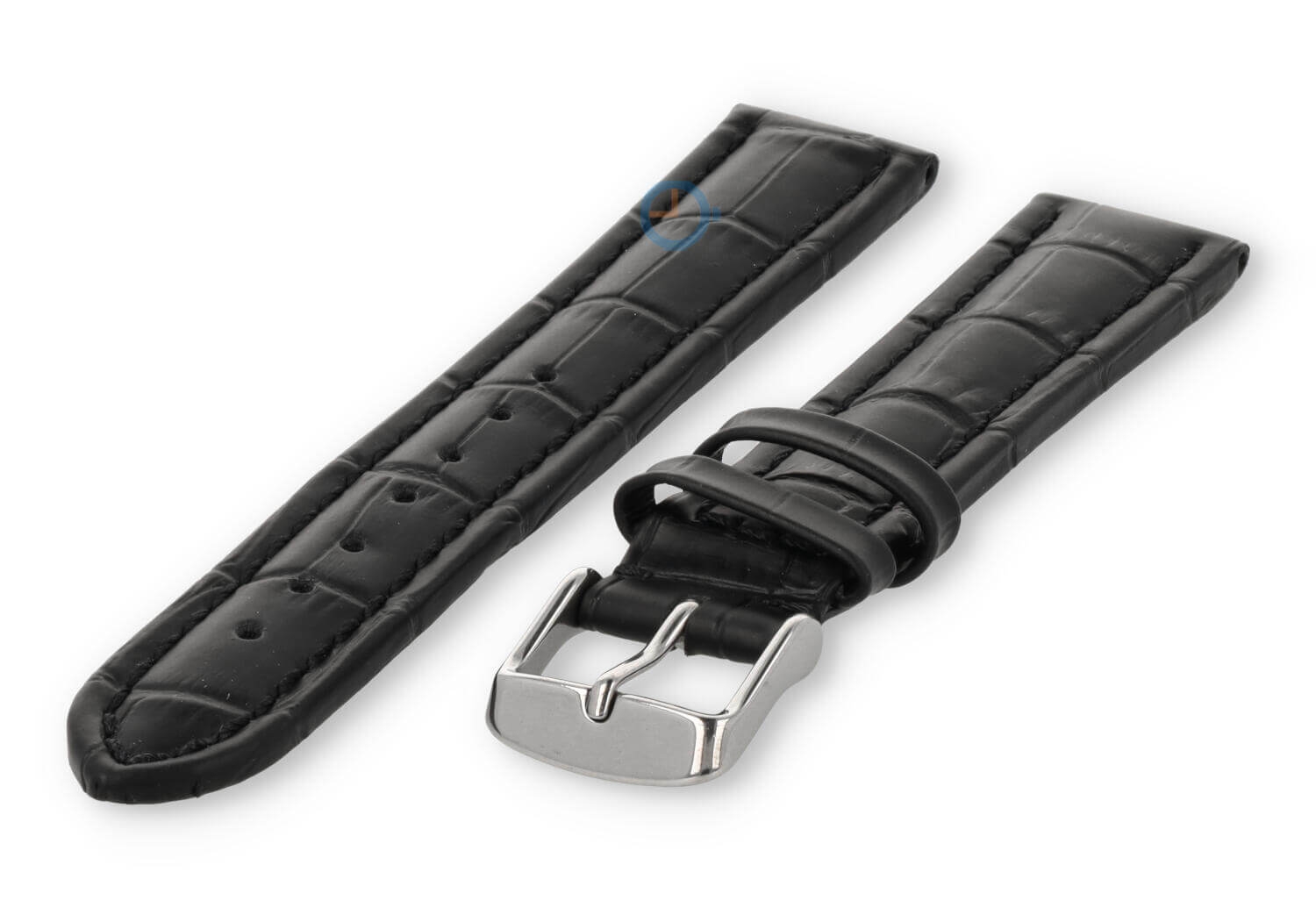 Krachtige horlogeband van kalfsleer - 20mm - zwart