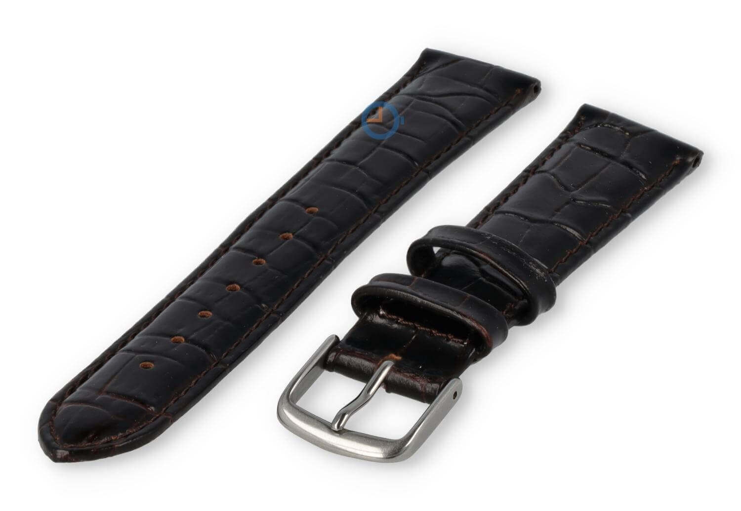 Crocoprint horlogeband leer - 18mm - donkerbruin