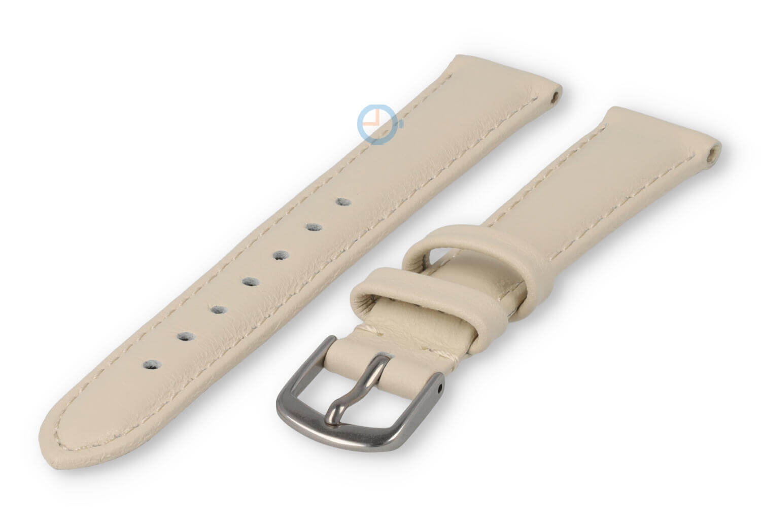 14mm horlogeband glad leer - crème