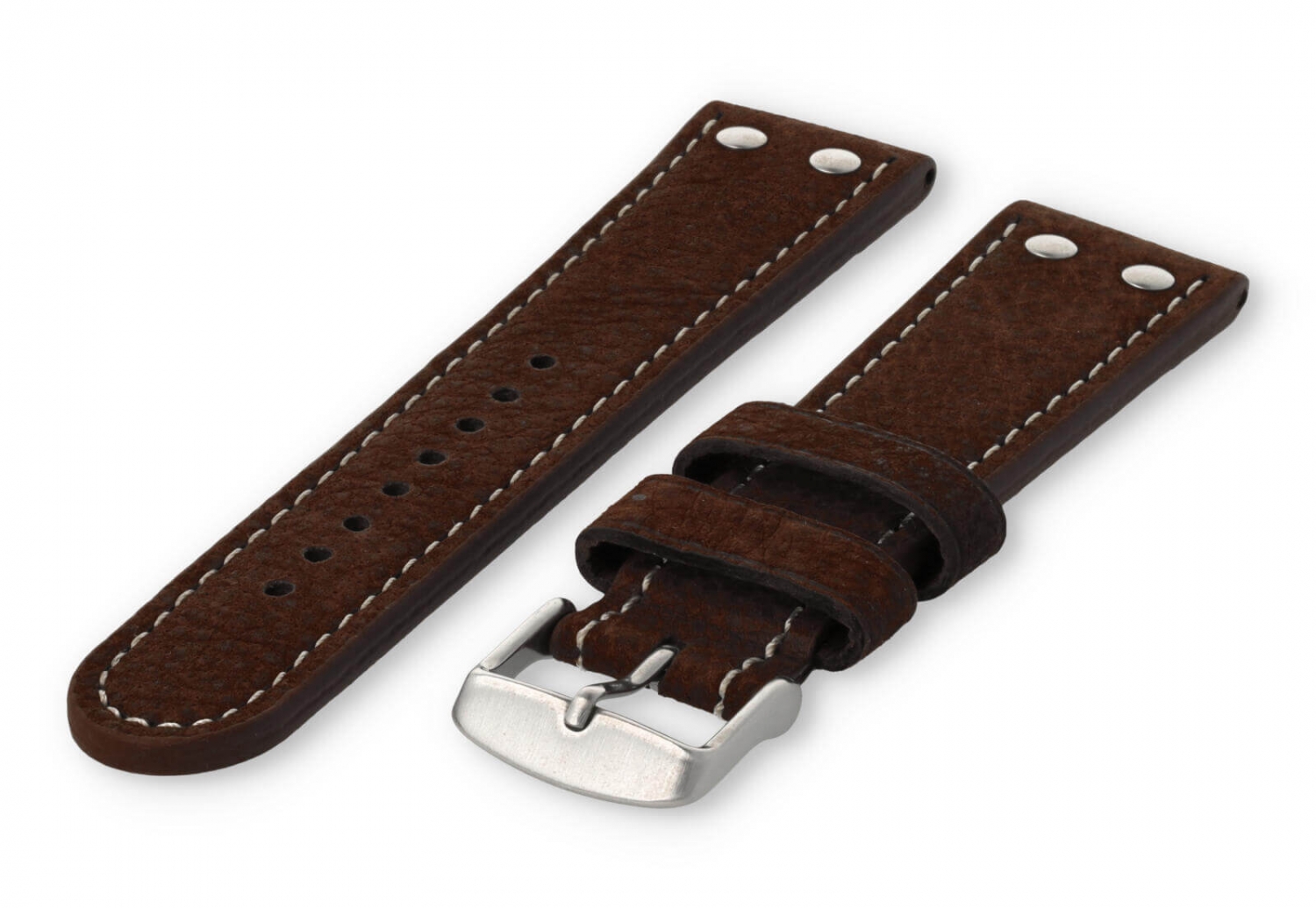 Flieger horlogeband 22mm kastanjebruin leer