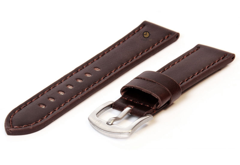 Vintage horlogeband 20mm donkerbruin leer