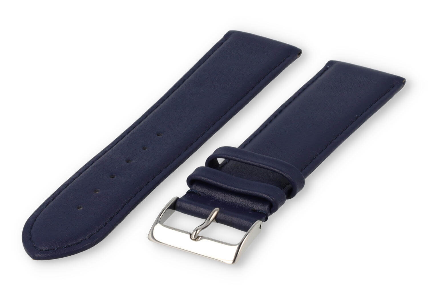 XL horlogeband glad leer - 26mm - donkerblauw