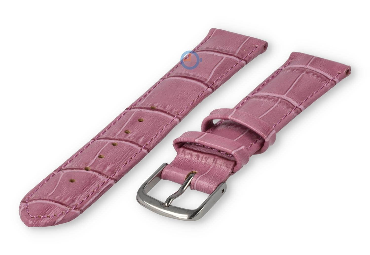 Horlogeband leer met krokoprint - 16mm - blackberry