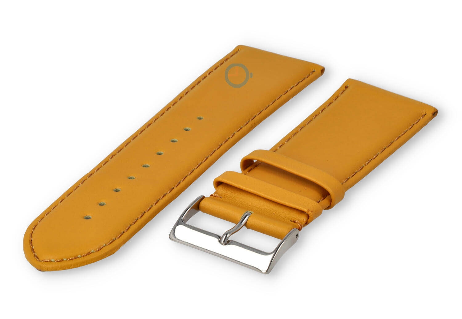 26mm horlogeband glad leer - mosterdgeel