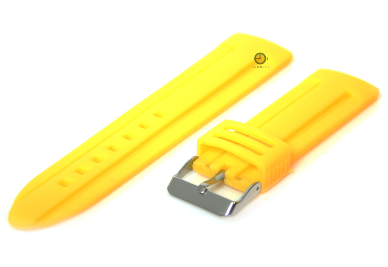 Horlogeband 22mm geel siliconen