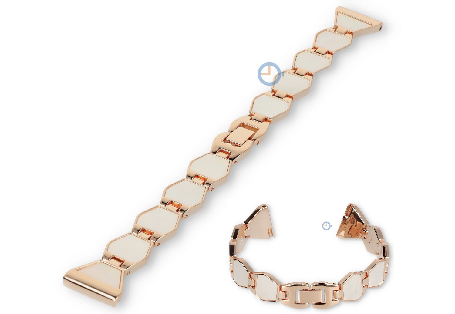 Stalen horlogeband 18mm - rosegold mother of pearl