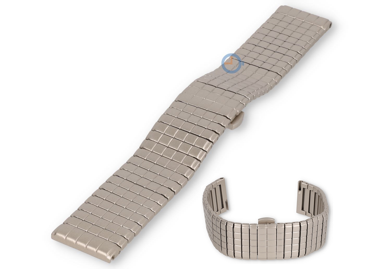 Blokpatroon stalen horlogeband - 22mm - starlight