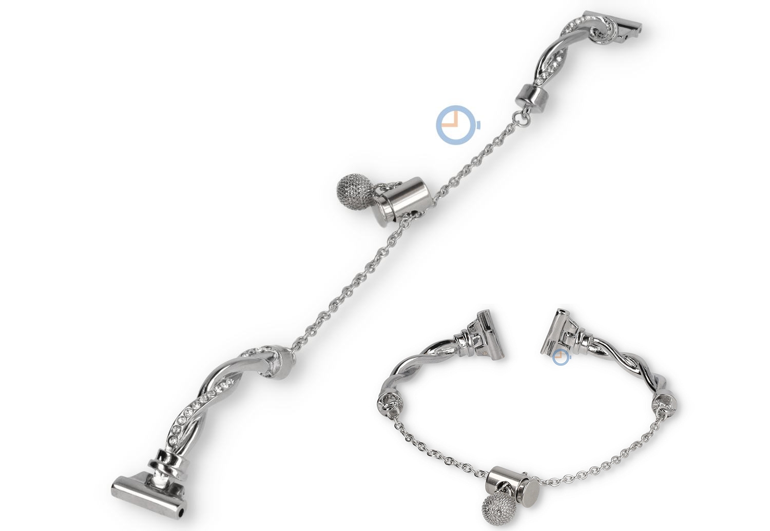 14mm sieraad horlogeband - zilver met diamantjes