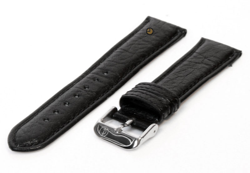 Horlogeband 20mm zwart bizon leer