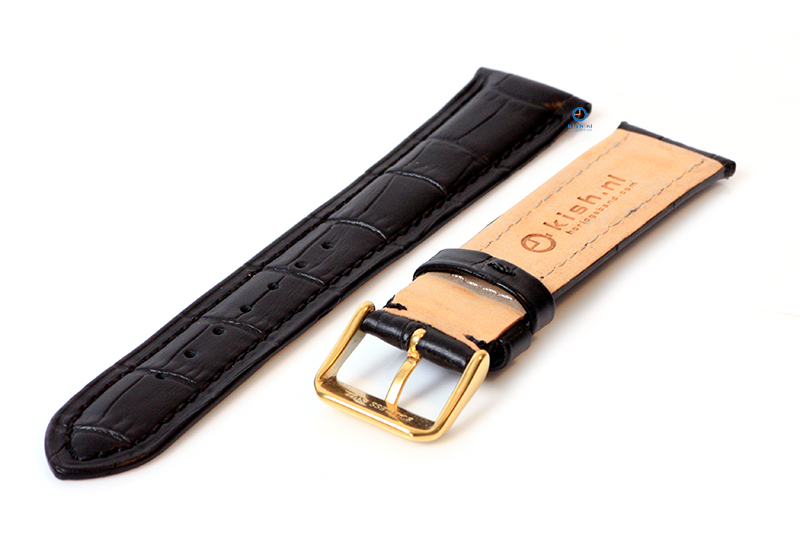Luxe Michael Kors horlogeband zwart leer - goud - 18mm