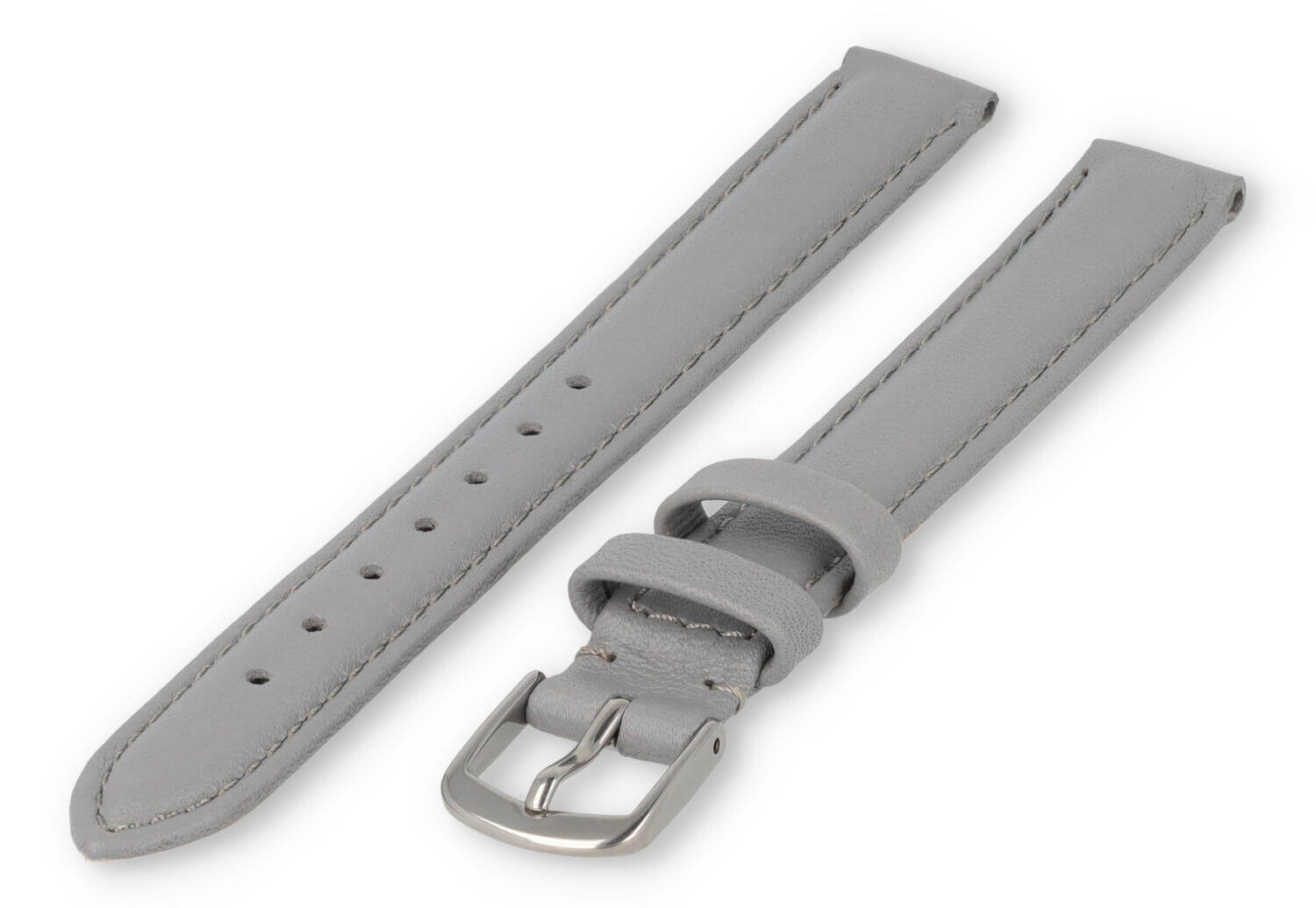 XL horlogeband glad leer - 12mm - lichtgrijs