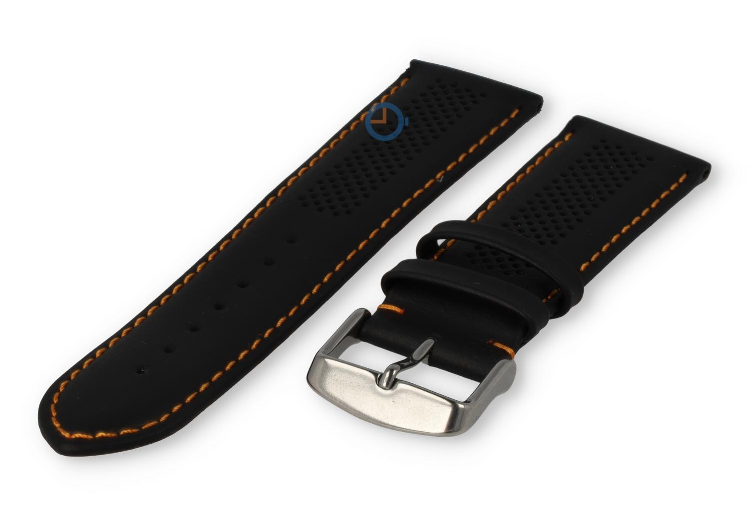24mm hybrid bandje - zwart met oranje