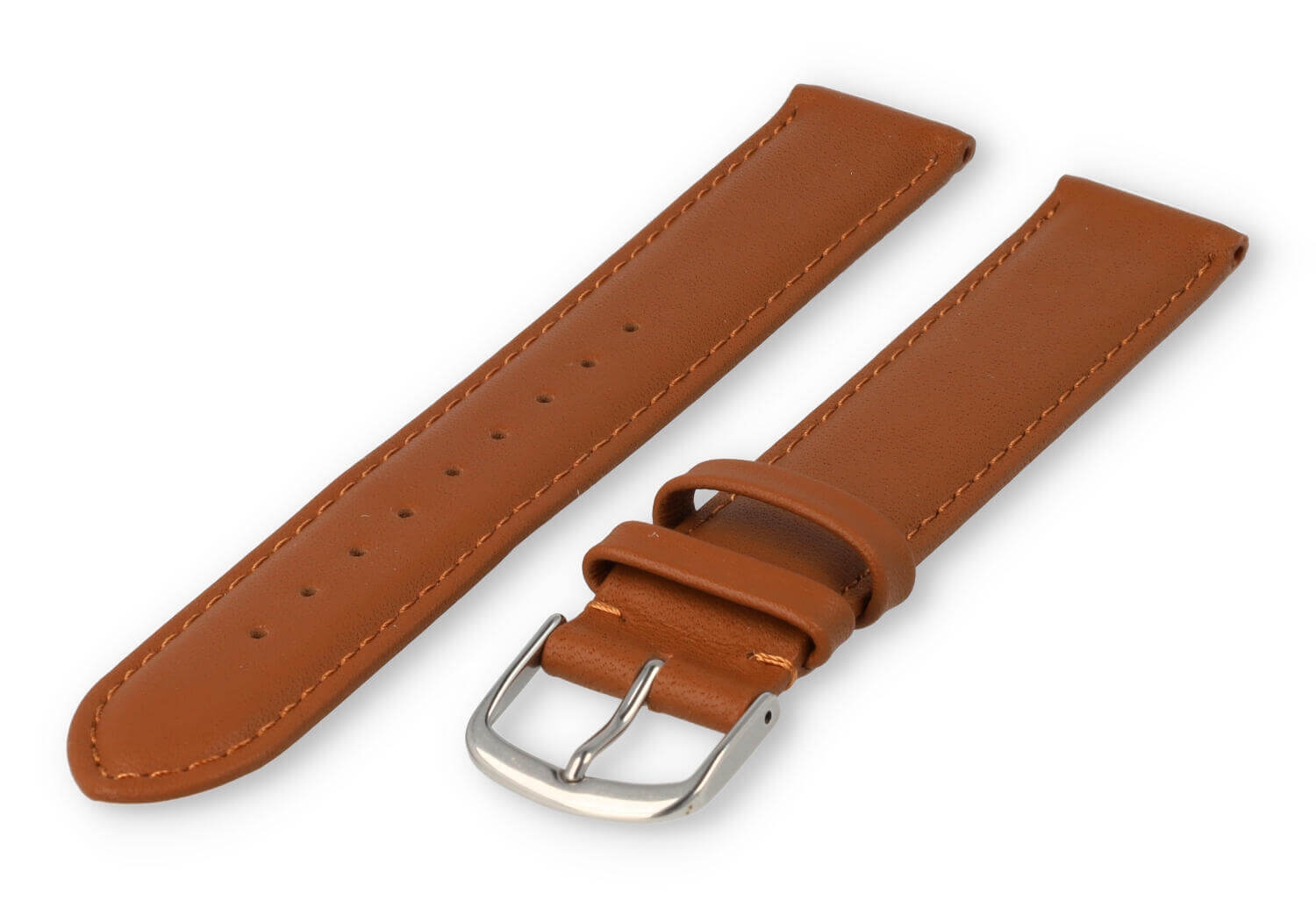XL horlogeband glad leer - 18mm - bruin