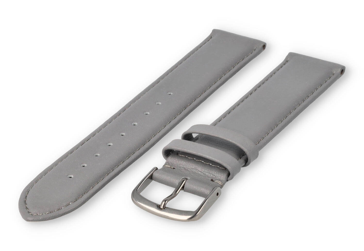 XL horlogeband glad leer - 20mm - lichtgrijs