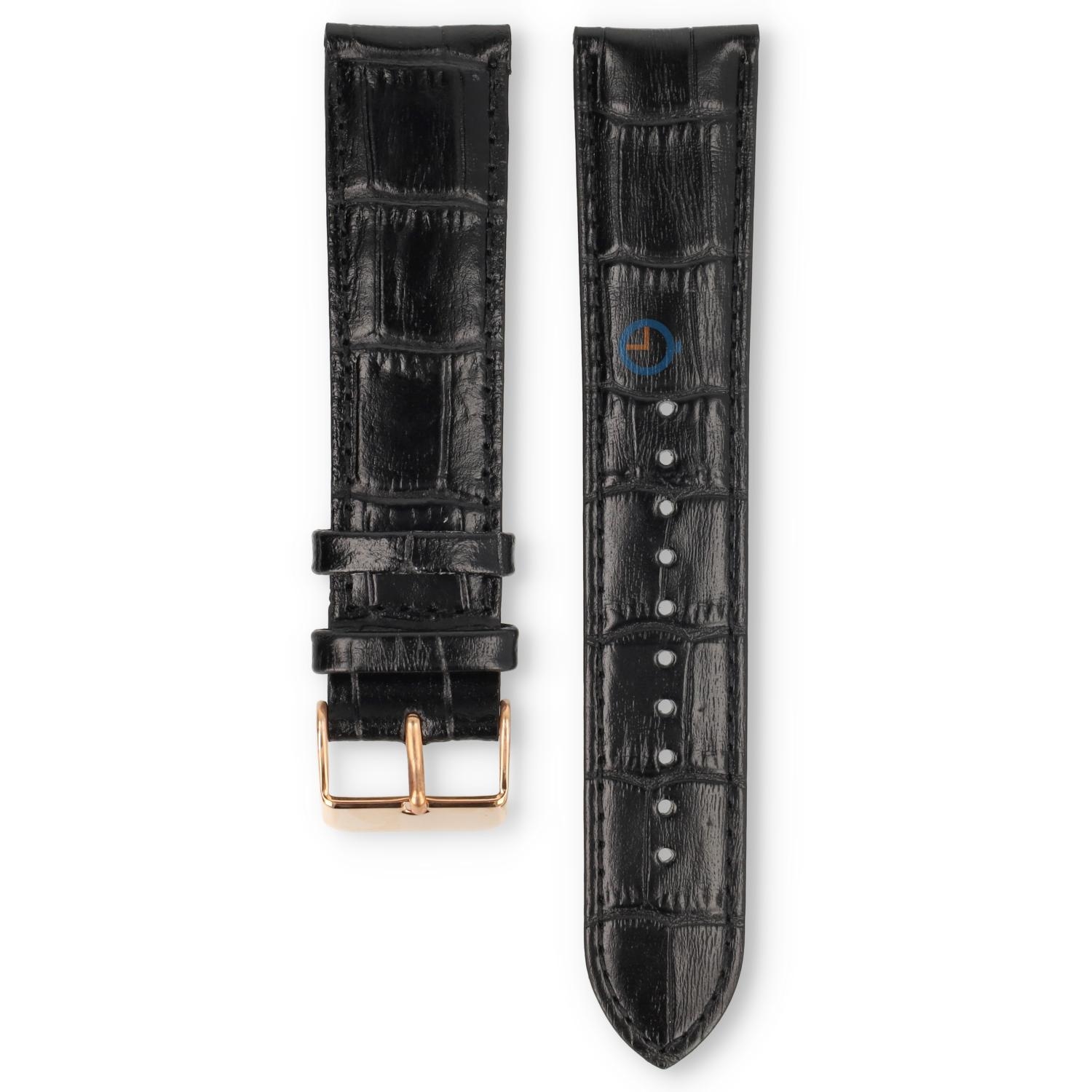 Universele 22mm zwart leren horlogeband - Lorus