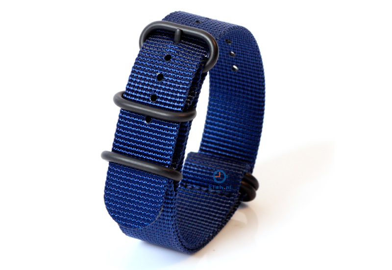 Horlogeband nylon 24mm blauw